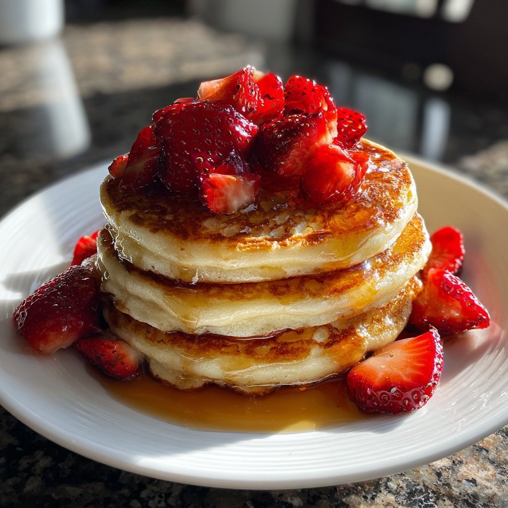 Bottomless Strawberry Pancake Stack
