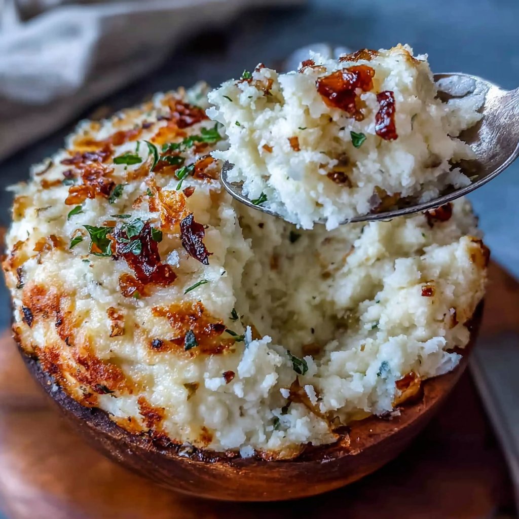 Roasted Garlic Mashed Cauliflower