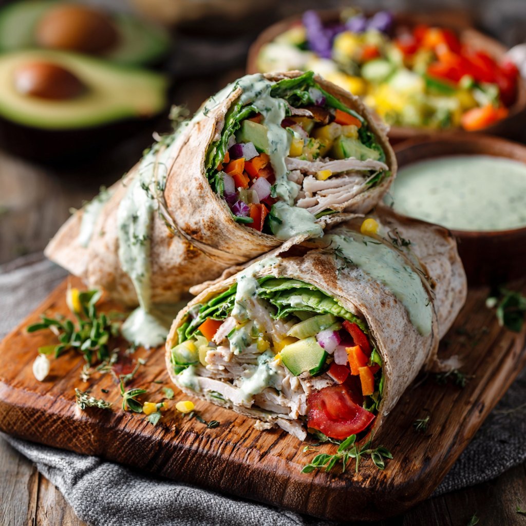 Turkey Avocado Green Goddess Wraps